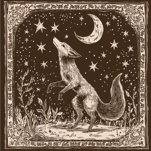 ✨Scarf - Wolf & Crescent Moon Celestial Square Scarf | Boho Gothic